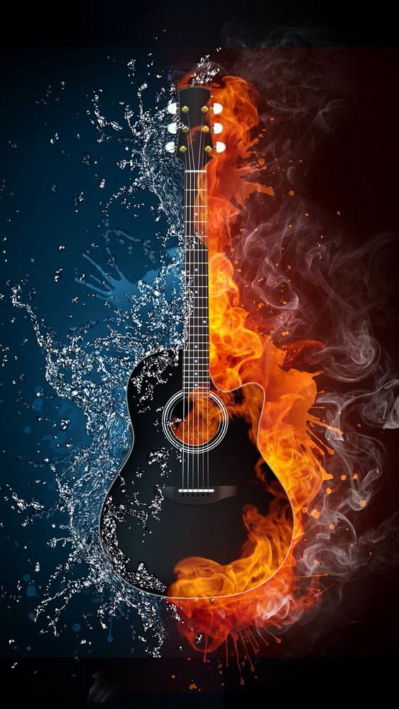 Guitarra de fuego y agua, fondo de pantalla | Ringtina