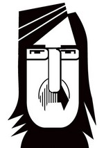 Caricatura de Charly en blanco y negro