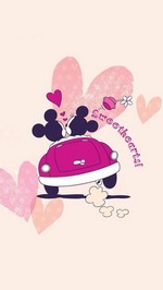 Mickey & Minie en auto | Fondo de pantalla