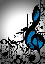 Clave de sol y notas musicales | Fondo de pantalla